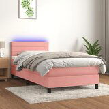 Maison Chic Box spring postelja - Vzmetna postelja z vzmetnico LED roza 90x200 cm žamet SL3445, (21902230) | Shoptok.si