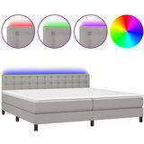  Box spring postelja z vzmetnico LED sv. siva 200x200 cm blago, (20937203) | Shoptok.si