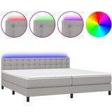  Krevet box spring s madracem LED svjetlosivi 200x200 cm tkanina | shoptok.hr