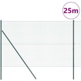vidaXL Varjena žična ograja z 13 stebrički Zelen 1.5x25 m Jeklo | Shoptok.si