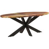 vidaXL blagovaonski stol ovalni 200x100x75 cm masivno obnovljeno drvo | shoptok.hr