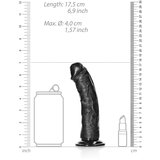 REALROCK Curved - ukrivljeni realistični dildo z lepljivimi nogami - 15,5 cm (črn) | Shoptok.si