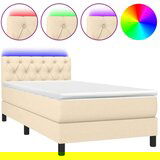  Box spring postelja z vzmetnico LED krem 80x200 cm blago, (20726518) | Shoptok.si