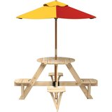  Stol za piknik za 4 djece sa suncobranom okrugli od jelovine | shoptok.hr
