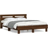 Furnova Posteljni okvir z vzglavjem rjavi hrast 140x200 cm inž. les, (21935214) | Shoptok.si