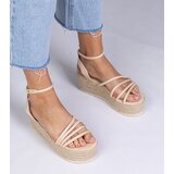 Gemre Beige platform espadrille sandals Panola | Shoptok.si