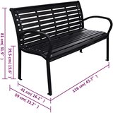  Vrtna klupa crna 116 cm od čelika i WPC-a | shoptok.hr