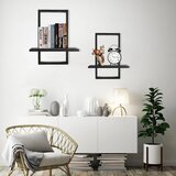 YIYA komplet 2 črnih boho stenskih polic iz lesa | Shoptok.si