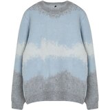 Trendyol Limited Edition Blue Regular Crew Neck Ethnic Knitwear Sweater