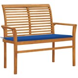 Klupa s kraljevski plavim jastukom 112 cm od tikovine | shoptok.hr
