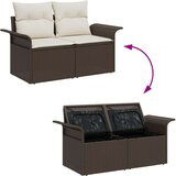  2-sjedalni vrtni kauč s pohranom i jastucima smeđi poliratan | shoptok.hr