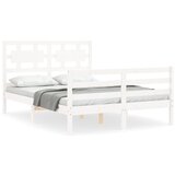 The Living Store Posteljni okvir z vzglavjem bel trden les - Posteljni Okvir, (21525300) | Shoptok.si