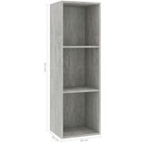 vidaXL Knjižna / TV omara betonsko siva 36x30x114 cm iverna plošča, (20978320) | Shoptok.si