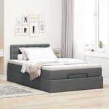vidaXL Otomanski posteljni okvir z vzmetnico siv 120x190 cm blago | Shoptok.si