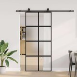  Klizna vrata s priborom crna 90 x 205 cm kaljeno staklo | shoptok.hr