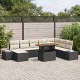 vidaXL Vrtna sofa set Set od 9 Crna Ratan Vrtna kutna sofa Pravokutna | shoptok.hr