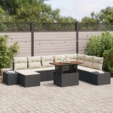 vidaXL Vrtni kavč set Set 9 Črna Ratan Vrtni kotni kavč Pravokoten | Shoptok.si