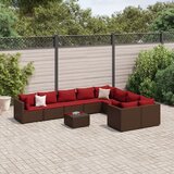  10-dijelni set vrtnih sofa od poliratana s jastucima smeđi | shoptok.hr