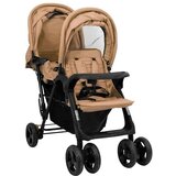 vidaXL Otroški voziček za dvojčke taupe jeklo | Shoptok.si