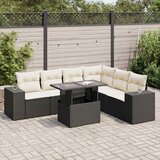 Maison Chic Seti vrtnega pohištva - Vrtna garnitura - Vrtni pohištvo set 7-delna z blazinami črn poli ratan, (21803641) | Shoptok.si