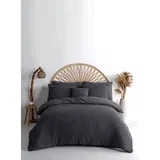 Antracitno siva posteljina za krevet za jednu osobu od renforce pamuka 140x200 cm Waffle Striped –