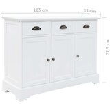 vidaXL Komoda s 3 vrati MDF in borovina 105x35x77,5 cm | Shoptok.si