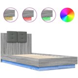  The Living Store Posteljni okvir z vzglavjem in LED siva sonoma 75x190 cm - Posteljni Okvir, (21450435) | Shoptok.si