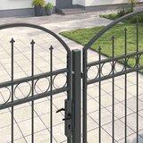 vidaXL Ograjna vrata z ukrivljenim vrhom Siva 400 x 125 cm Jeklo | Shoptok.si