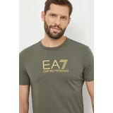 Ea7 Emporio Armani Bombažna kratka majica moški, zelena barva