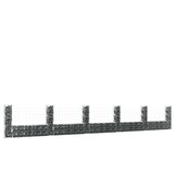  Gabionska košara U-oblika sa 6 stupova 620x20x100 cm željezna | shoptok.hr