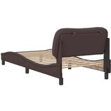vidaXL Posteljni okvir z vzglavjem temno rjav 90x200 cm blago | Shoptok.si