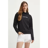 Calvin Klein Bombažen pulover ženski, črna barva, s kapuco, K20K205449