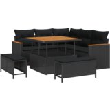 8 komada set vrtnih sofa s jastucima crni poli ratan akacija | shoptok.hr