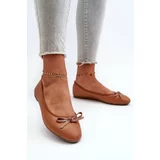 Kesi Eco-friendly leather ballet flats with bow camel sandelal