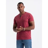 Ombre Men's T-shirt with round henley neckline - red | Eponuda.ba