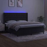  Box spring s madracem LED crni 160x200 cm baršun | shoptok.hr