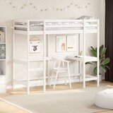  The Living Store Posteljni okvir z mizo bel 80x200 cm trdna borovina - Visoka Postelja, (21440362) | Shoptok.si