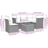  6-dijelni set vrtnih sofa od poliratana s jastucima sivi | shoptok.hr