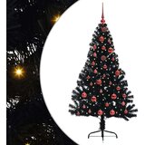 vidaXL Umjetna preddekorirana božićna jelka Črna 150 cm PVC | Shoptok.si