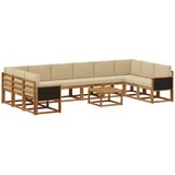 vidaXL Zunanja garnitura za sedenje z blazino 11 pcs Naravna in bež, (5000280066) | Shoptok.si