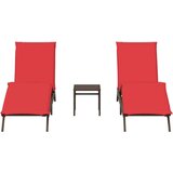  Ležalnik 2 kosa z mizico rjav poli ratan, (22113121) | Shoptok.si