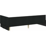  Kutni okvir kreveta s uzglavljem Crna 90 cm x 190 cm tkanina | Shoptok.si