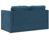  Podni kauč na razvlačenje 2-u-1 plavi 122x204x55 cm baršunasti | shoptok.hr