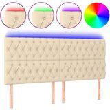 Maison Chic led posteljno vzglavje - vzglavna omarica - nočna omarica krem 180x7x118/128 cm blago, (21706745) | Shoptok.si