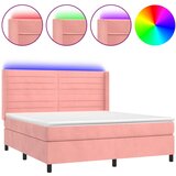  The Living Store Box spring postelja z vzmetnico LED roza 180x200 cm žamet - Box Spring Postelja, (21488420) | Shoptok.si