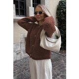 Madmext Brown Buttoned Boucle Knitwear Cardigan | ePonuda.com