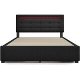 Lumor Postelja s predalom 140x200 cm iz lanu – z LED, 2 predaloma in letvenim dnom – črna, (22151078) | Shoptok.si
