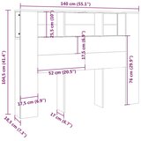  Uzglavlje s ormarićem siva boja betona 140 x 18,5 x 104,5 cm | shoptok.hr