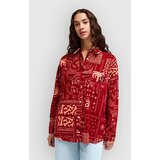 Rvca Dalas Patchwork Cord Shirt brick red Cene