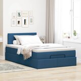  Otomanski okvir kreveta s madraca plavi 120x190 cm od tkanine | shoptok.hr